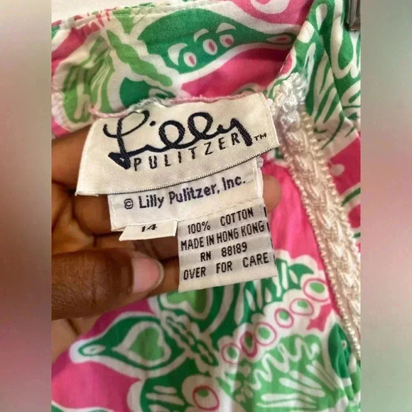 Lilly Pulitzer  vintage white label skirt pink green butterfly size 14 - Picture 3 of 4